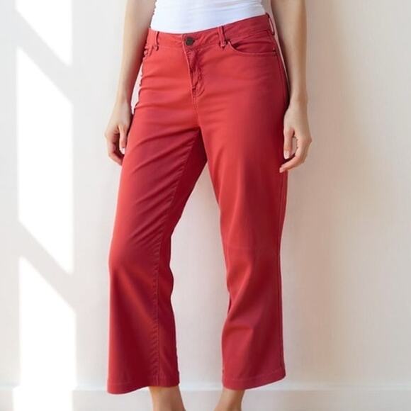 SANCTUARY Orange Red Cropped High Rise Flared Capri Pants - Picture 1 of 7